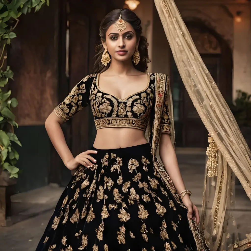 Velvet Lehenga Design