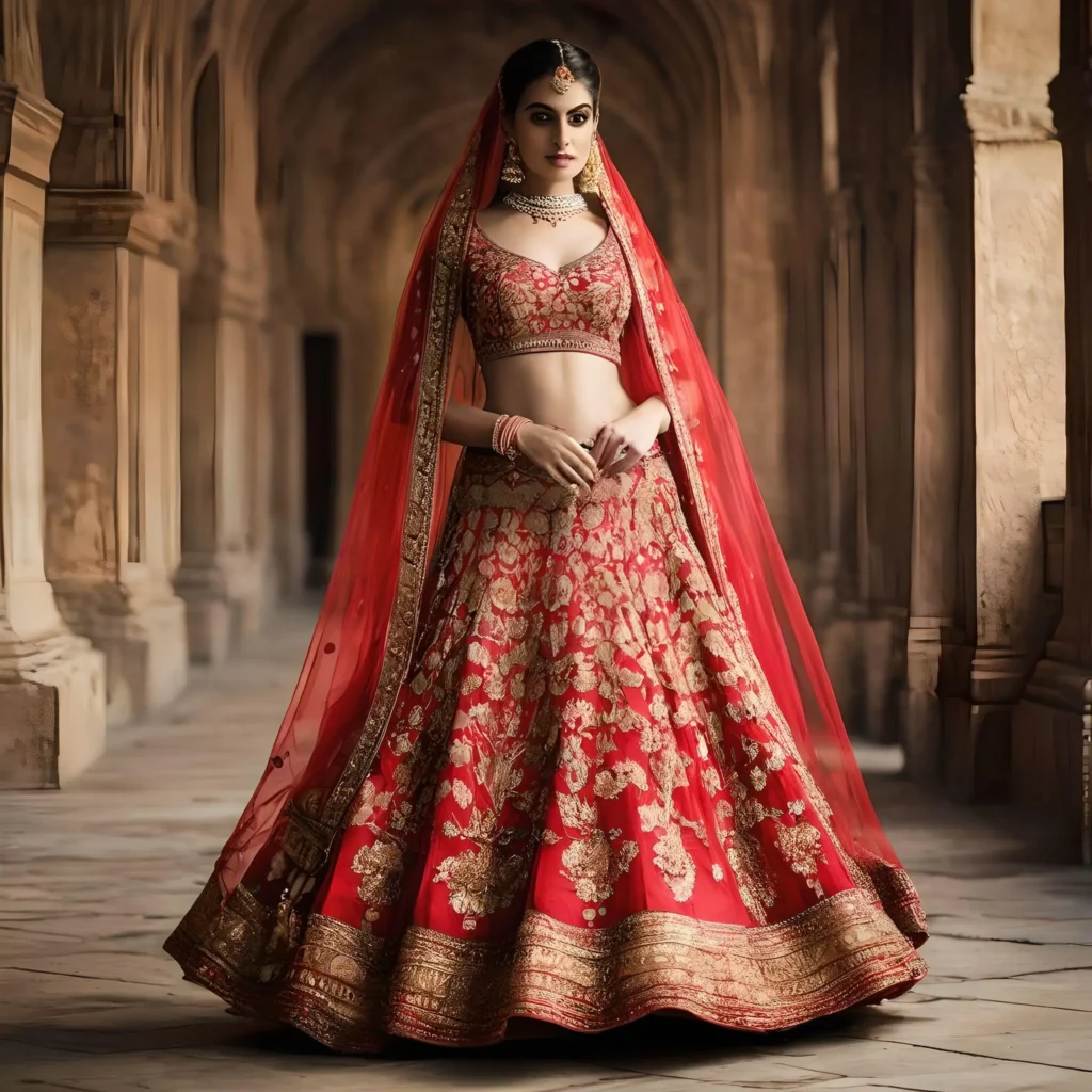 Red simple lehenga designs for different body types