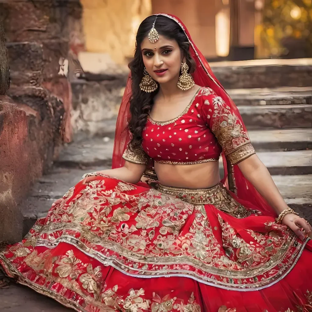 Red simple lehenga designs for festive celebrations