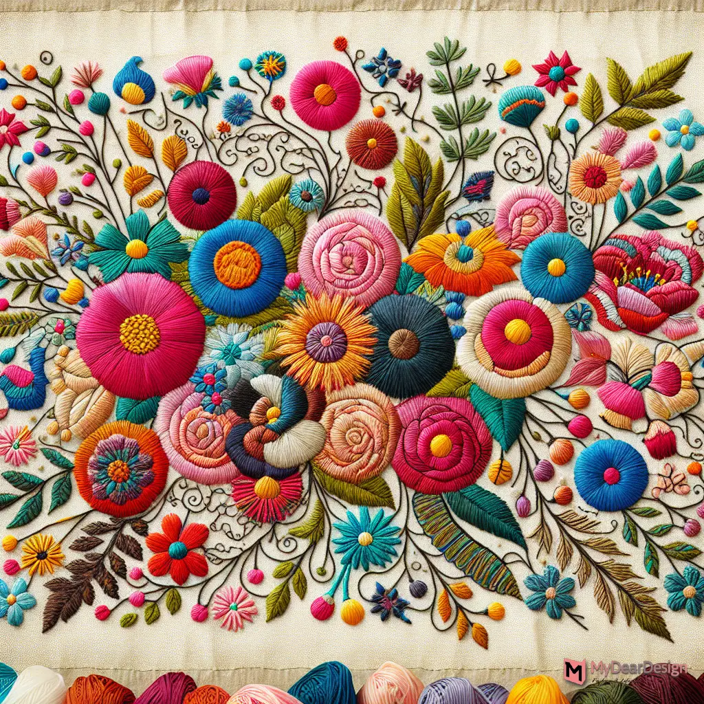Floral Embroidery Design for Pillow Cover