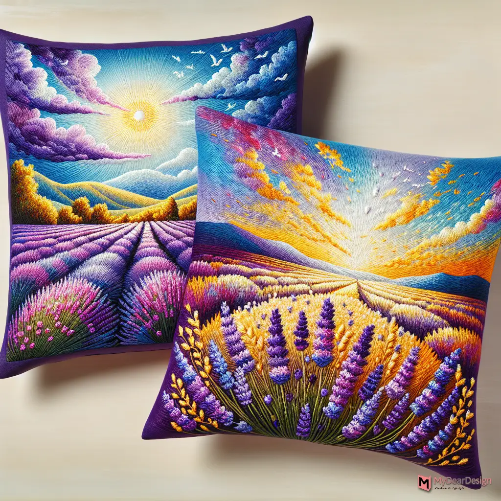 Floral Embroidery Design for Pillow Cover