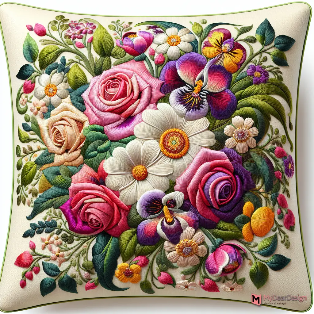Discover the latest Floral Embroidery Design for Pillow Cover and elevate your home decor with these trendy and stylish patterns. Perfect for adding a touch of elegance to any space.