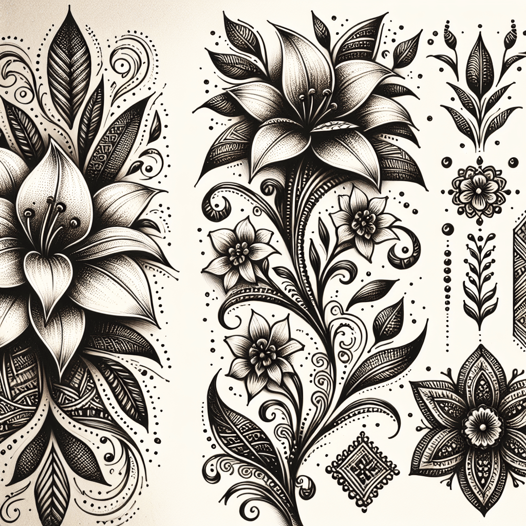 Lily Flower Mehndi Patterns