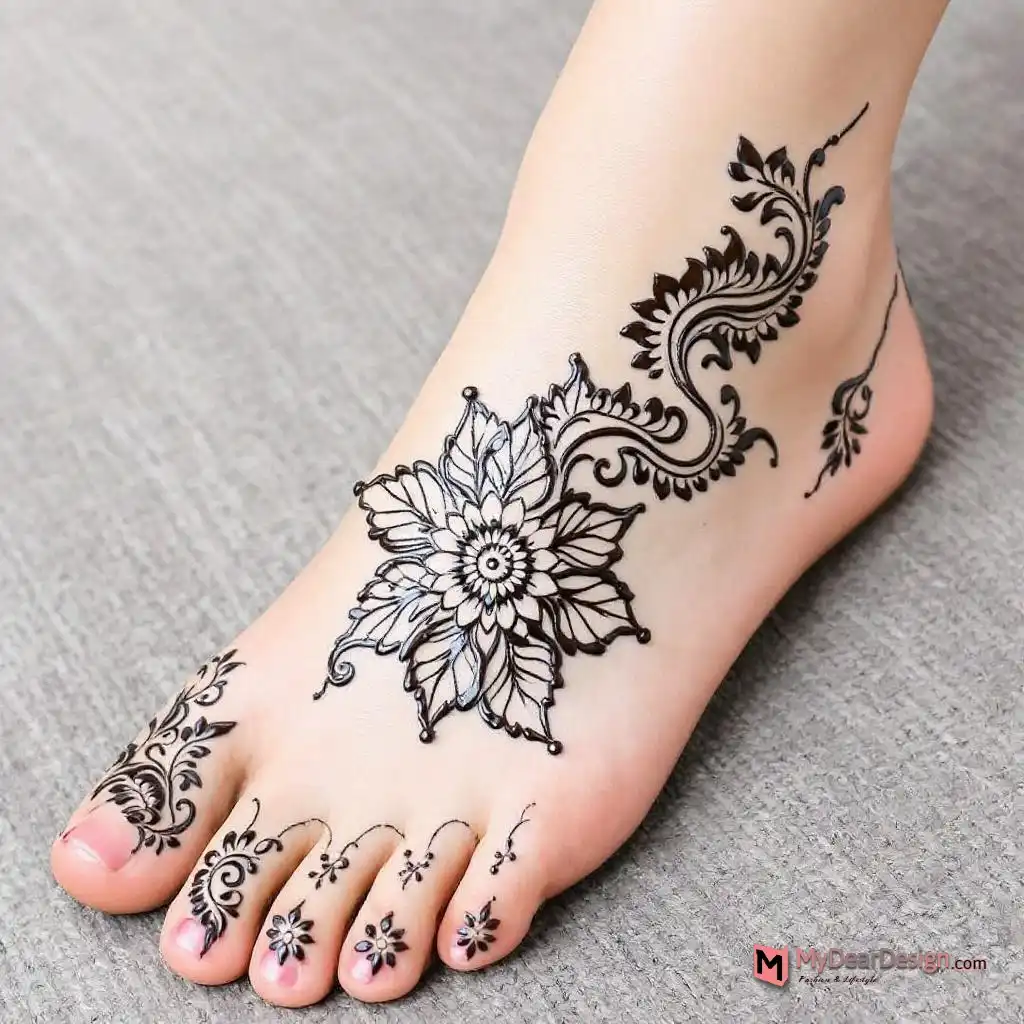 Stomp with Ashoka motifs mehndi