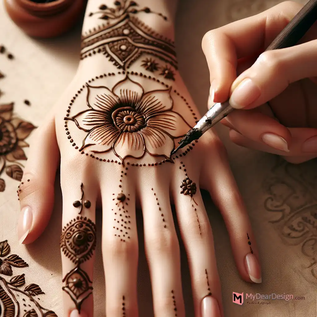 Ladies, it's time to master the Ashoka Flower Shape in Mehnd. i