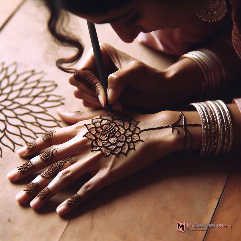 Ladies, it's time to master the Ashoka Flower Shape in Mehnd. i