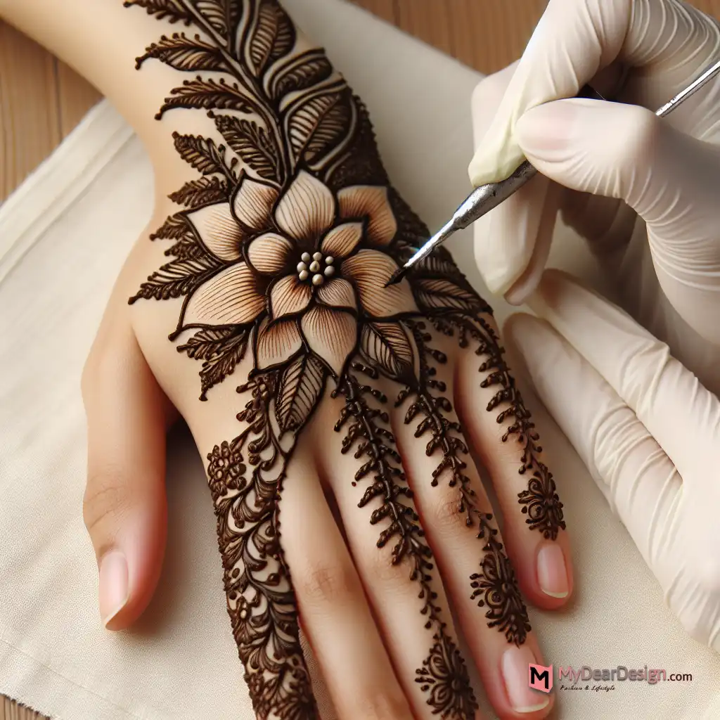 Instructions for applying and preserving Ashoka flower Mehndi