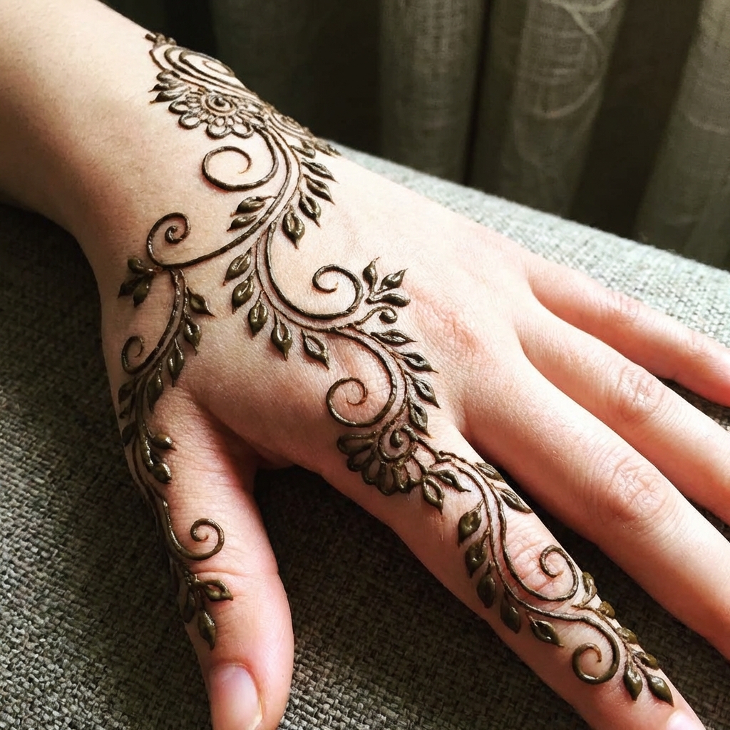 Simple Arabic Mehndi Flowing Patterns