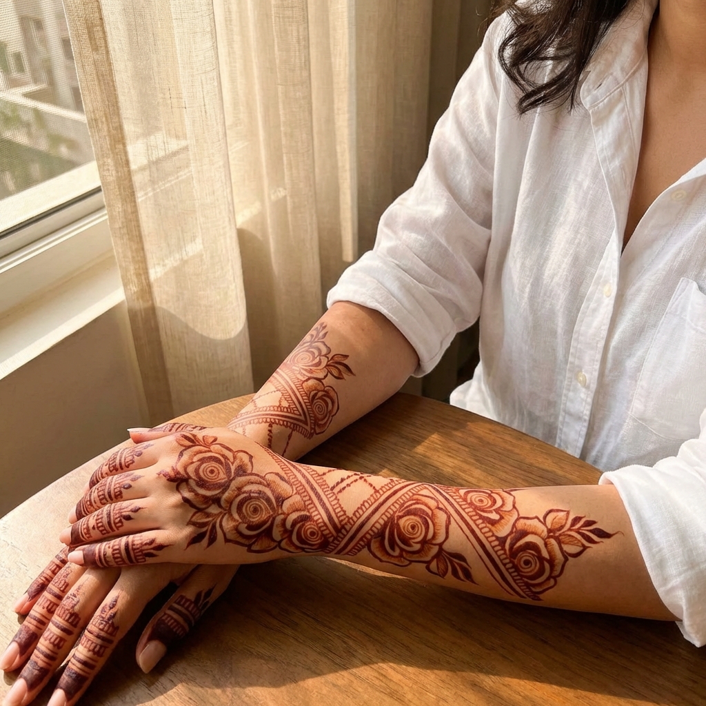 Simple Arabic Mehndi Flowing Patterns