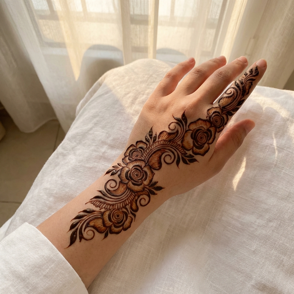 Simple Arabic Mehndi Flowing Patterns