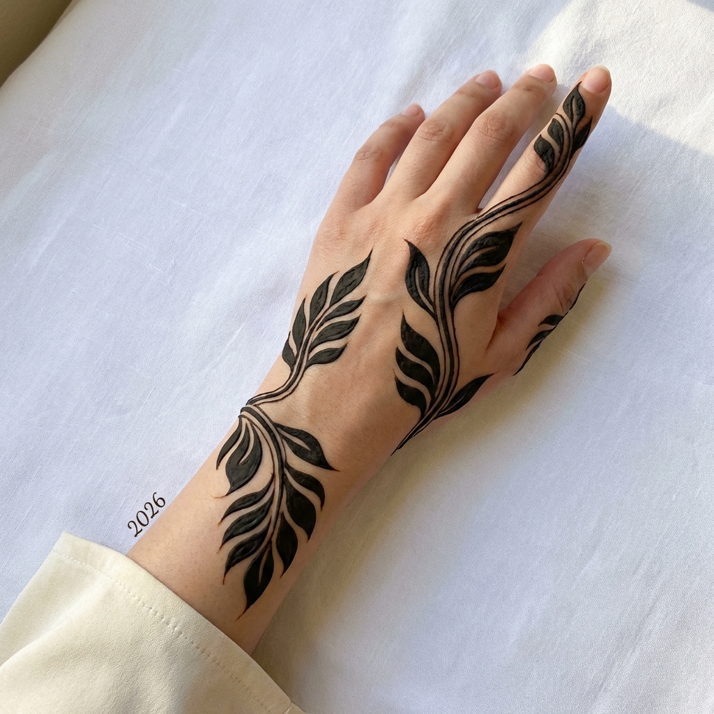 Simple Arabic Mehndi Flowing Patterns