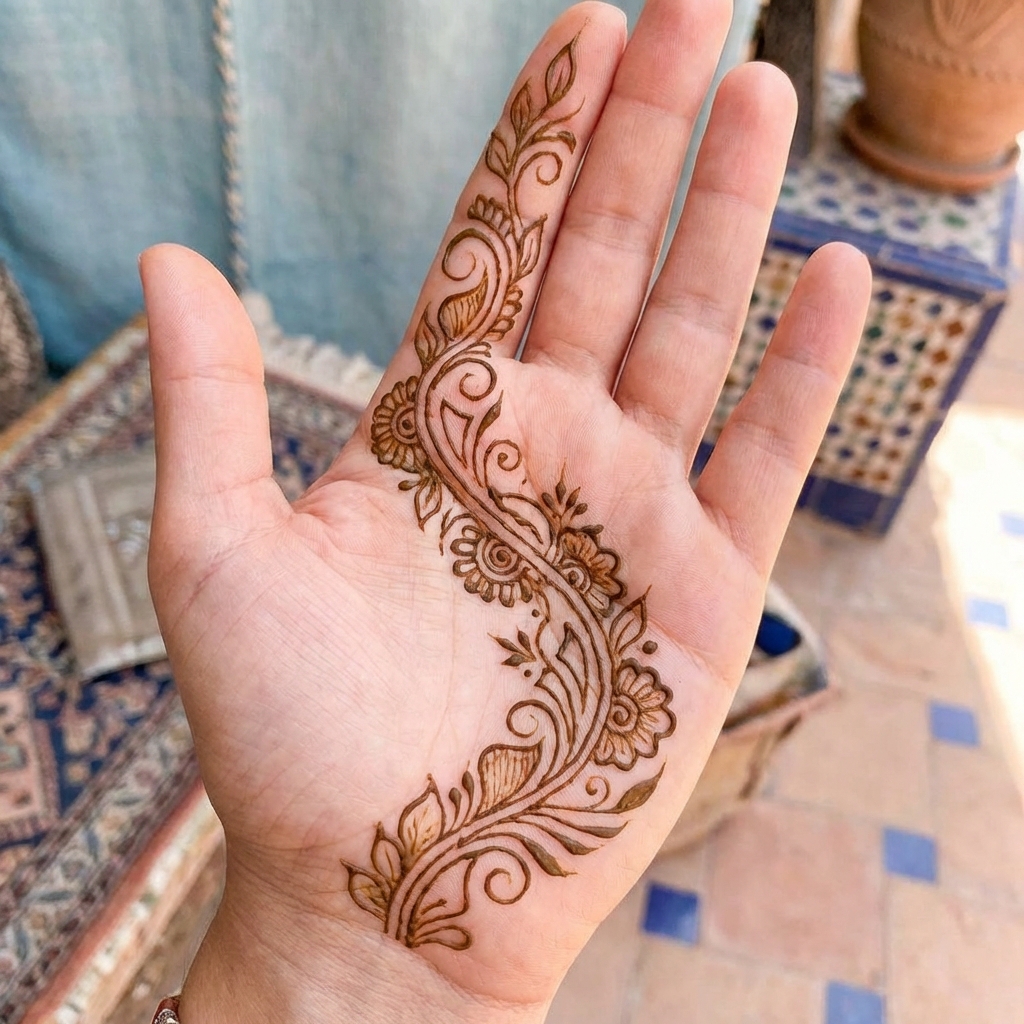 Simple Arabic Mehndi Flowing Patterns