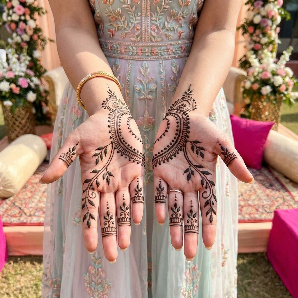 Simple Arabic Mehndi Flowing Patterns