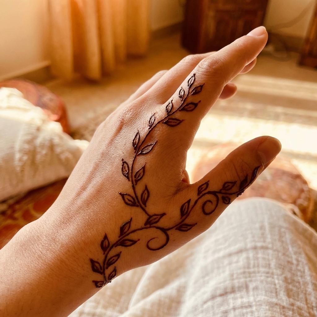 Simple Arabic Mehndi Flowing Patterns
