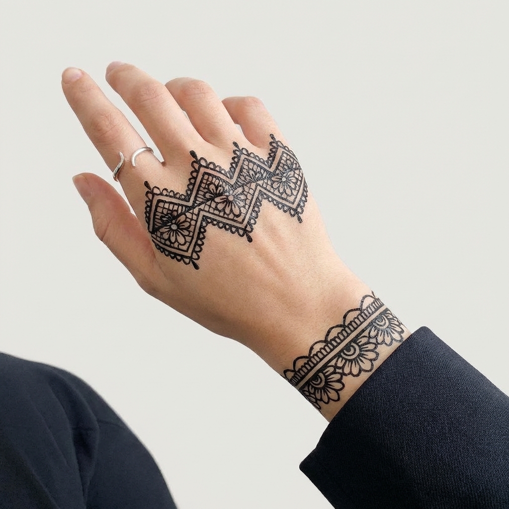 Chic Back Hand Mehndi Jewelry Style