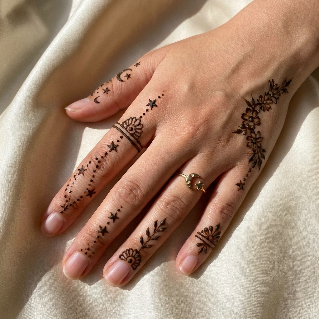 Tiny stars and moon motifs